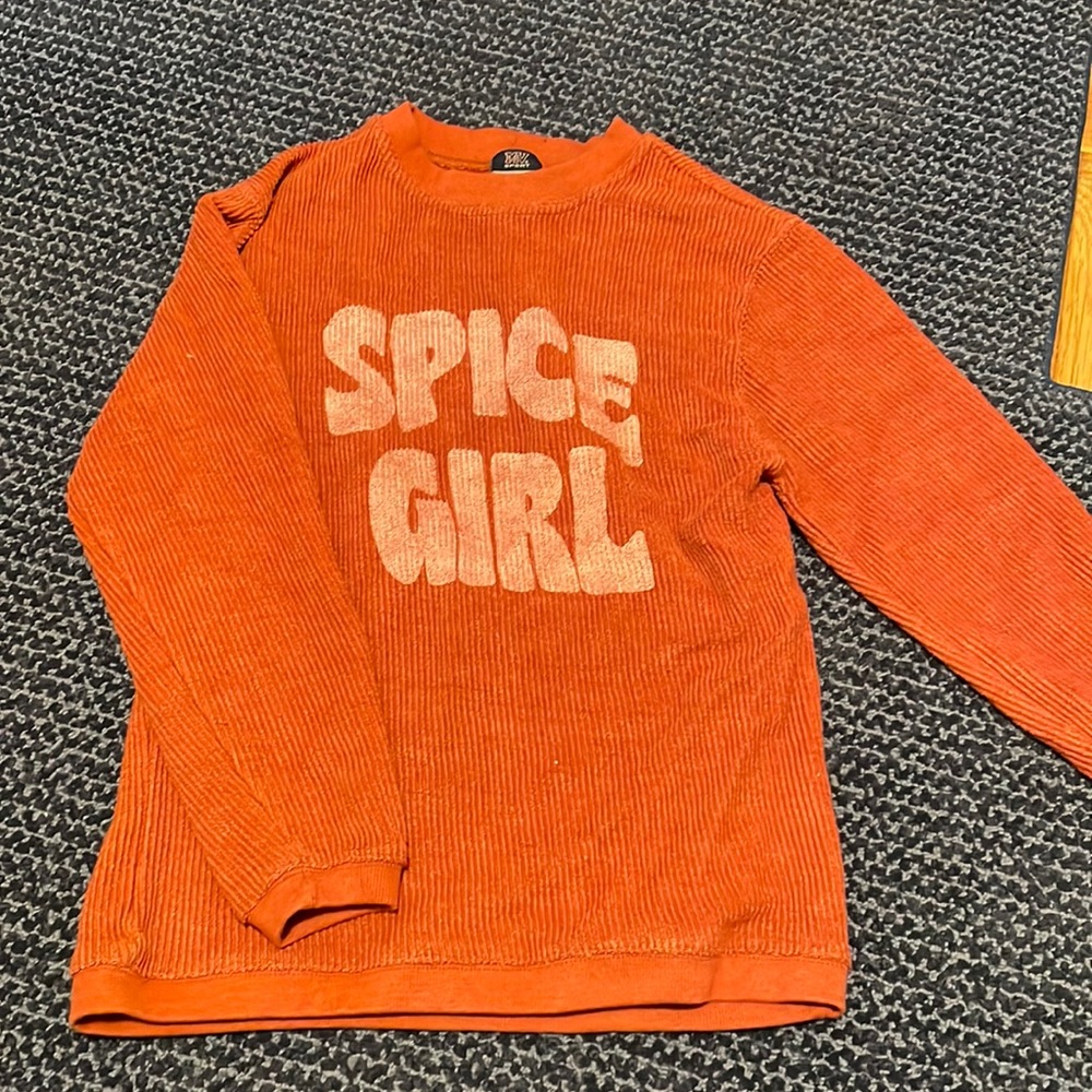 Pumpkin colored long sleeve shirt- on trend!